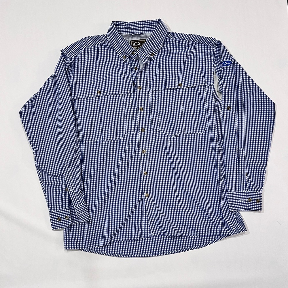 Drake Waterfowl Men's FeatherLite Plaid Wingshooter Long Sleeve Button Down L